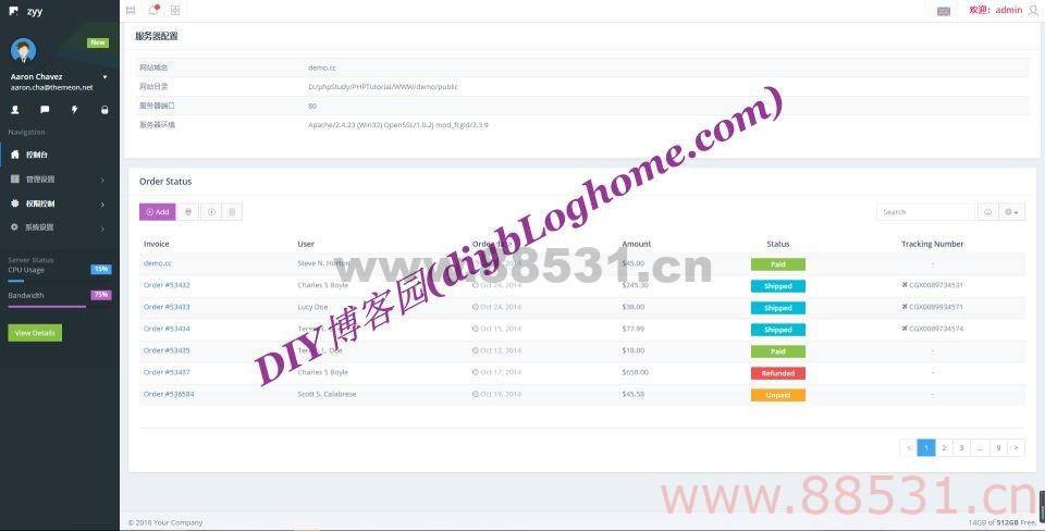 ThinkPHP框架 基于ThinkPHP5开发通用后台权限管理系统