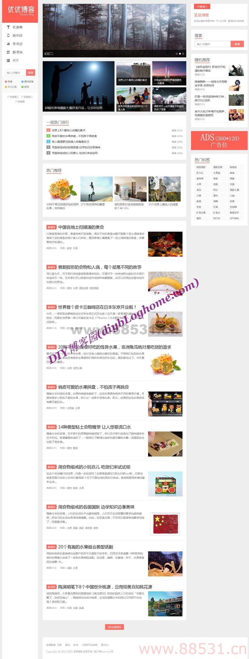 开源的Blog系统优优博客cms