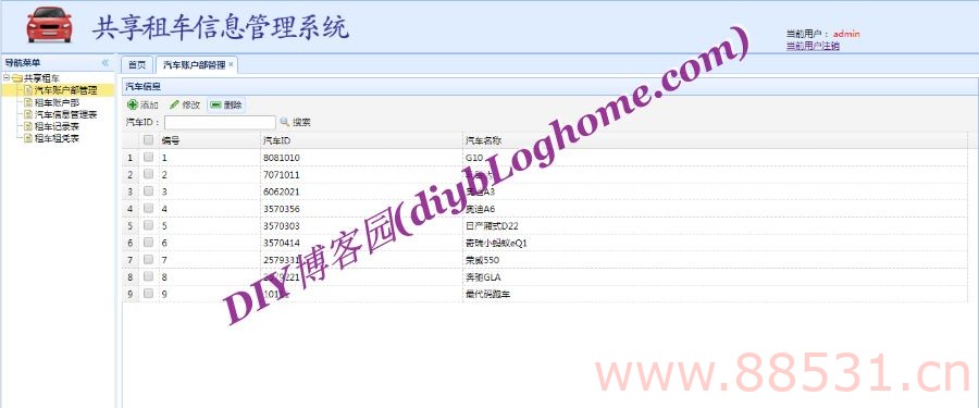java共享租车信息管理系统jsp源码