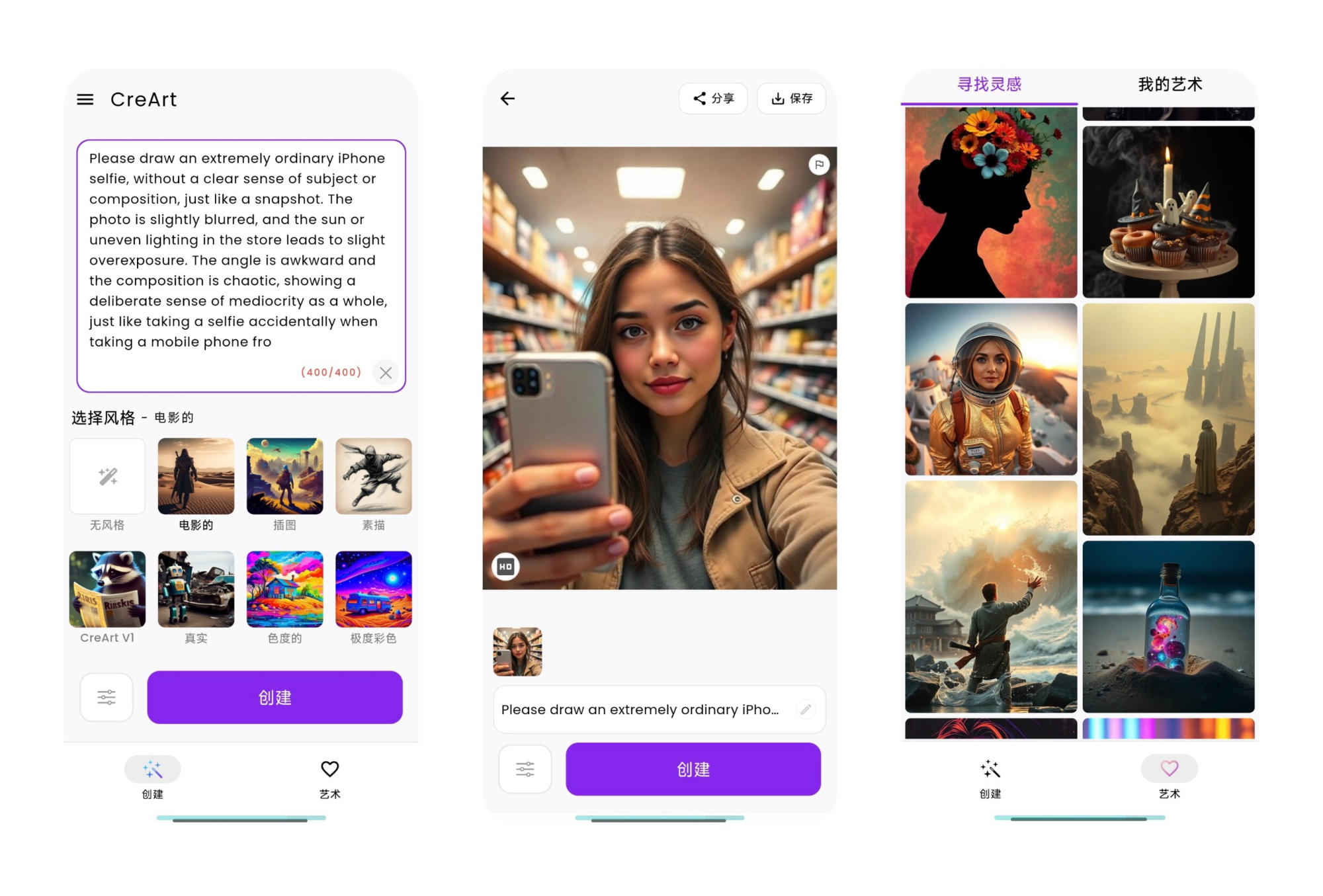 CreArt 2.5.6 Android 免费版 无限AI图片生成工具，将文字描述转化为独特艺术作品，解锁高级版 [39 MB]