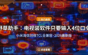 野草助手：电视装软件只要输入4位口令，小米海信创维全兼容