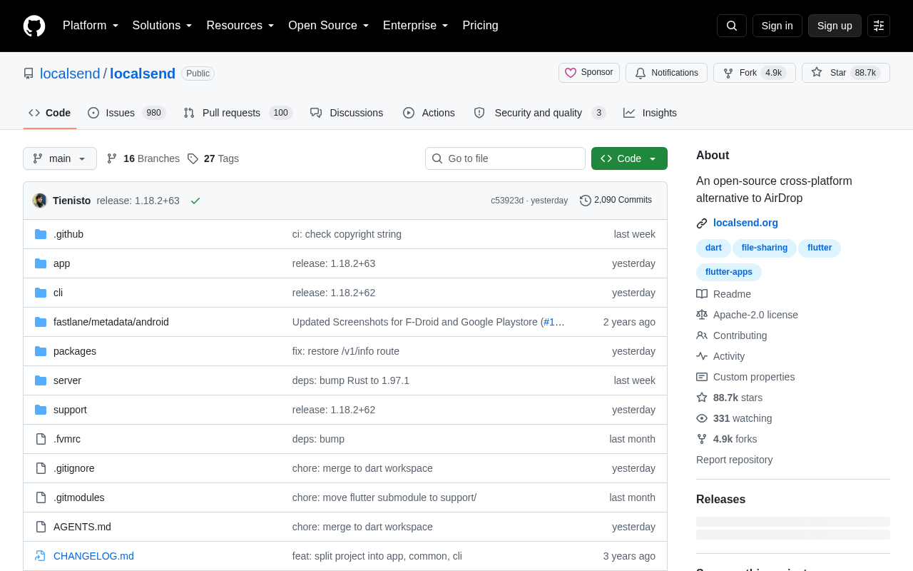 LocalSend GitHub 页面