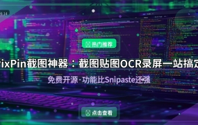 PixPin截图神器：截图贴图OCR录屏一站搞定，免费还比Snipaste强
